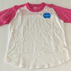 Rawlings Kids' Pink 3/4 Length Sleeve T-shirt